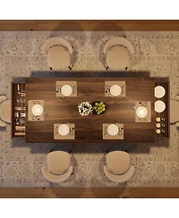 gaomon 8-Ft Dining Table for 6-8 with 2 Drawers, Rectangular Kitchen Table with Double Pedestal