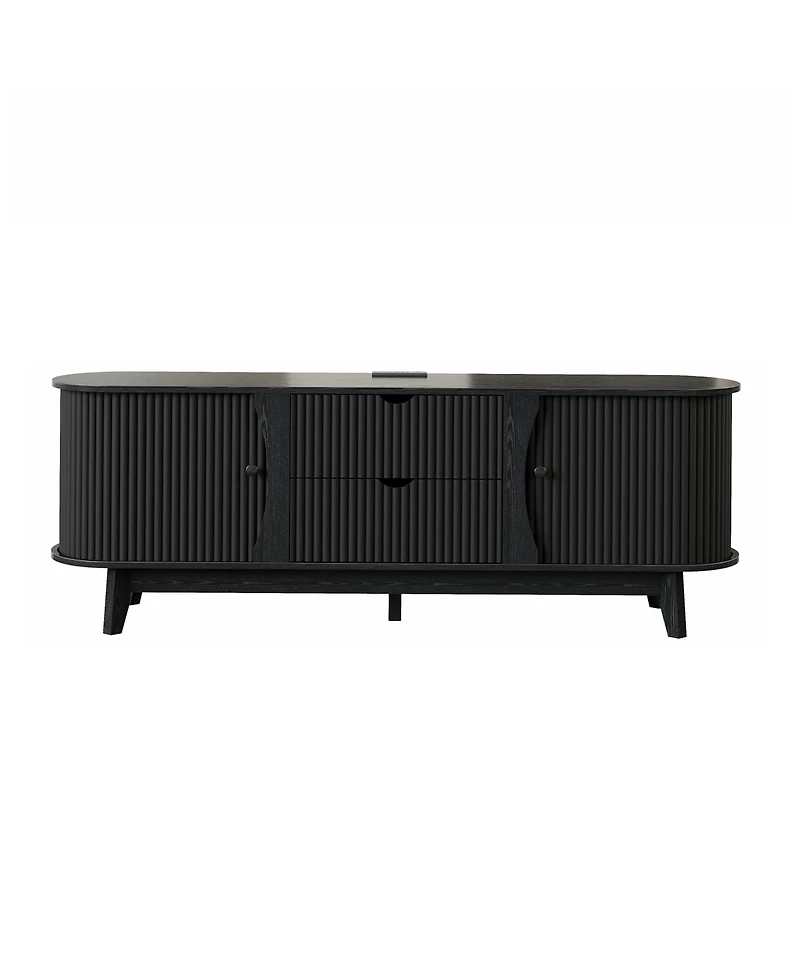 gaomon Tv Stands for Living Room with Power Output, Entertainment Center 2 Drawers and Adjustable Shelves, Wooden Console