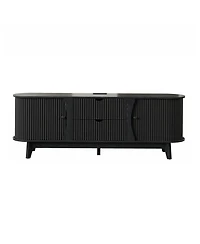 gaomon Tv Stands for Living Room with Power Output, Entertainment Center 2 Drawers and Adjustable Shelves, Wooden Console