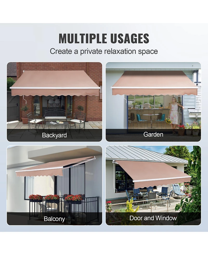 Vevor Patio Awning Retractable Awning Sunshade Shelter with Crank Handle