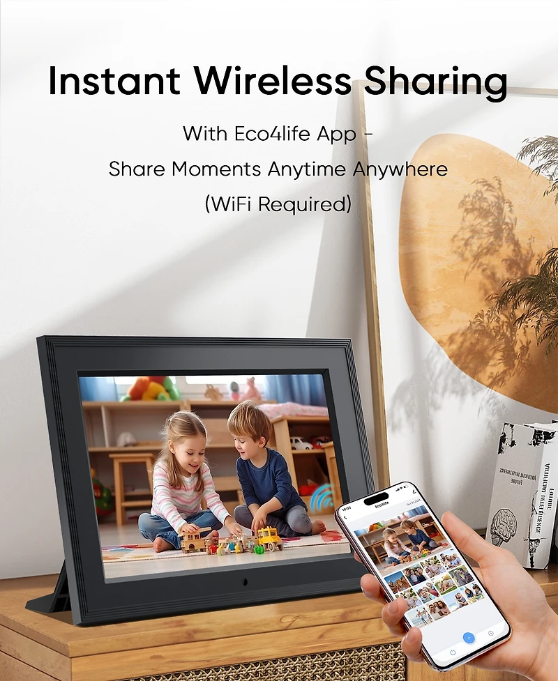 Eco4Life 7-Inch WiFi Ips Digital Picture Frame App-Controlled, Gift For Family and Parents Friends