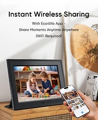 Eco4Life 7-Inch WiFi Ips Digital Picture Frame App-Controlled, Gift For Family and Parents Friends