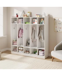 gaomon 5-Section Classroom Coat Locker with 10 Cubbies, Daycare Cubby Storage Organizer with 10 Hooks for Home, School, Nursery, Kindergarten