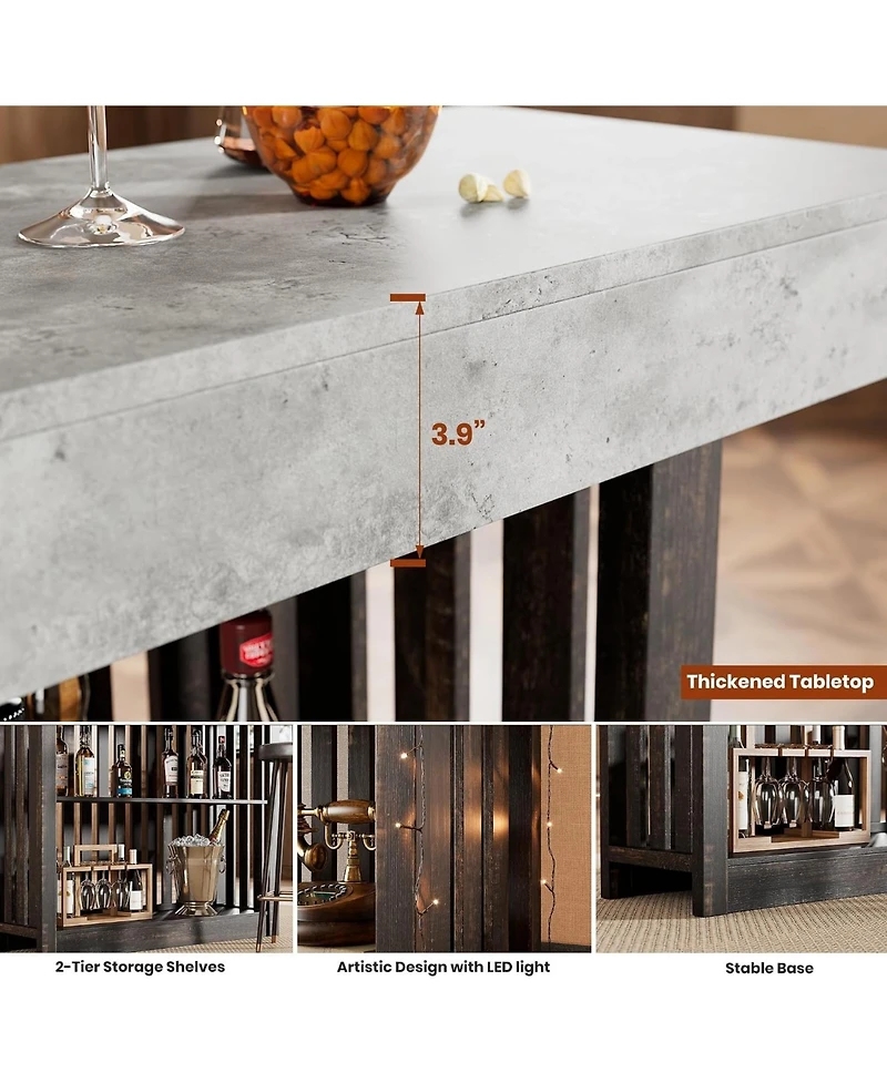 gaomon 63" Bar Table for 4-6 People, Counter Height Pub Table with 2-Tier Storage Shelves for Dining Room & Kitchen