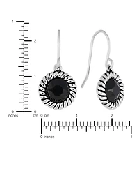 Macy's Sterling Silver 6mm Crystal Round Rope Edge Drop Earrings