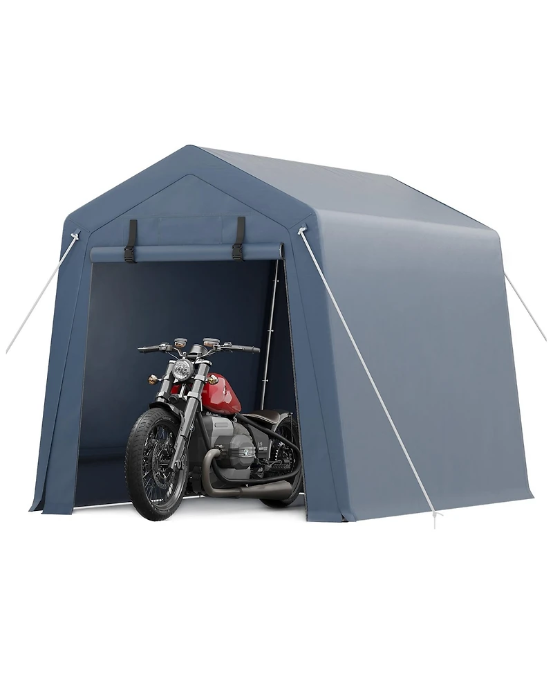 homfan 6x6 ft Motorcycle Shelter, Galvanized Steel Frame, Weather and Uv Resistant, Tool-Free Assembly Outdoor Bike Tent