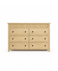 homfan 6-Drawer Wood Storage Dresser Fluted-Shape Chest of Drawers, 47.2" Organizer Cabinet for Bedroom, Living Room and Nursery