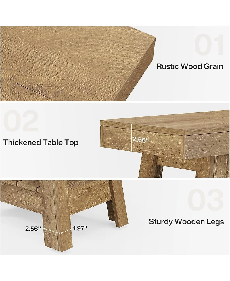 Tribesigns 2-Tier Wooden End Table Set of 2, Farmhouse Style, Rustic Grey, Small Sofa Side Table with Storage, Slim Nightstand