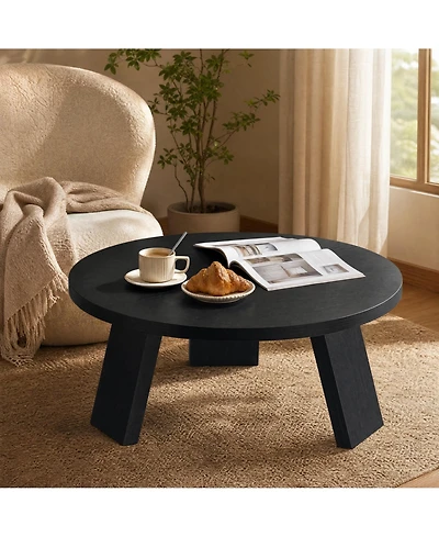 gaomon Round Wood Coffee Tables for Living Room,Circle Coffee Table,for Apartment