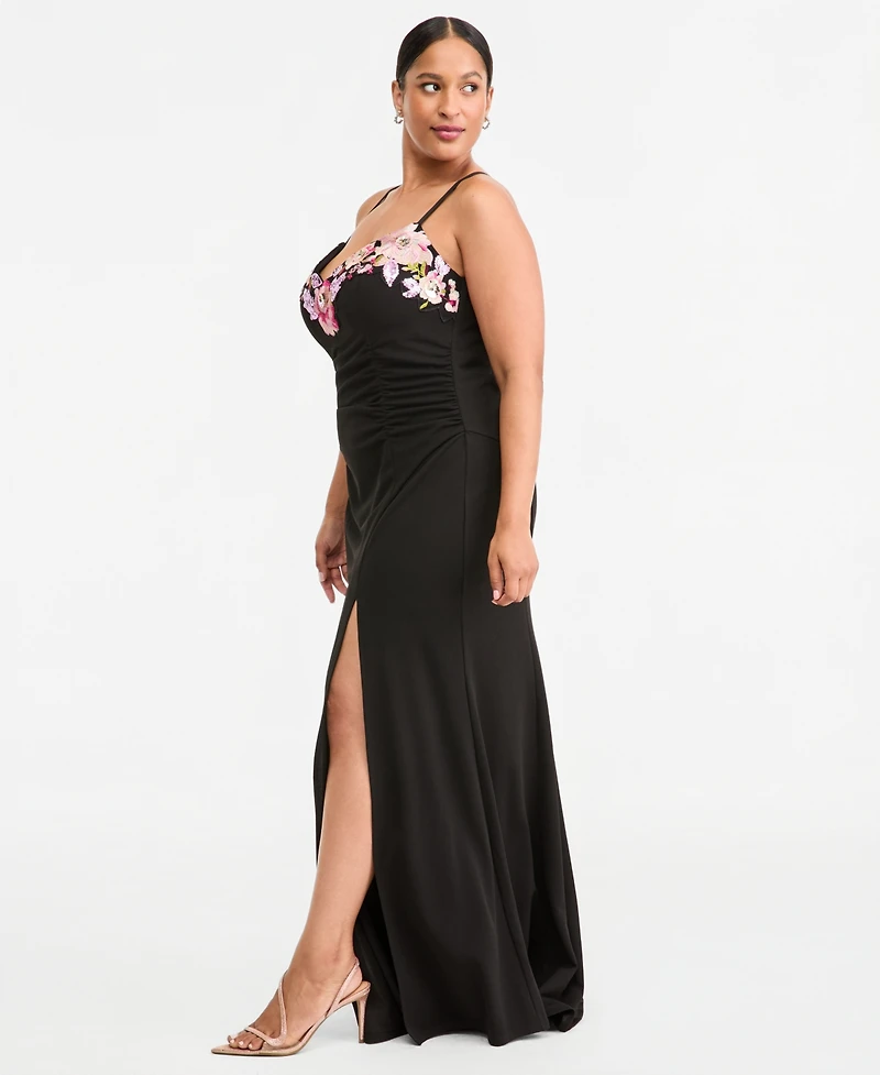 Emerald Sundae Plus Scuba Body-Con Sequined Embroidery Gown
