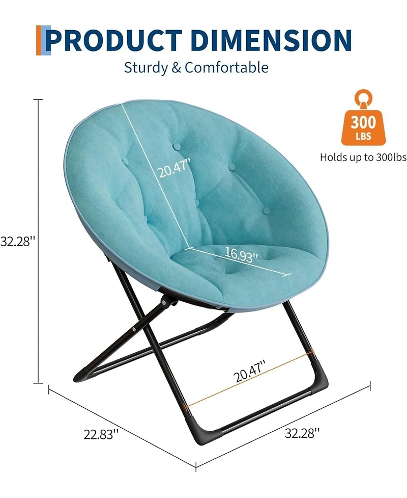 gaomon Comfy Saucer Chairs, Folding Reading Lounge Chair, Cozy Faux Fur Living Room Chair with Soft Thick Padded Seat and Metal Frame