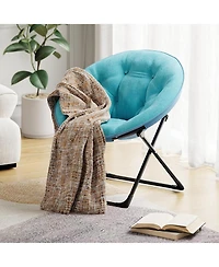 gaomon Comfy Saucer Chairs, Folding Reading Lounge Chair, Cozy Faux Fur Living Room Chair with Soft Thick Padded Seat and Metal Frame
