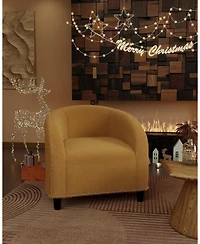 gaomon Accent Barrel Chair Boucle Club Chair Furry Sherpa Armchair Suitable for Living Room Bedroom Reception Room Office