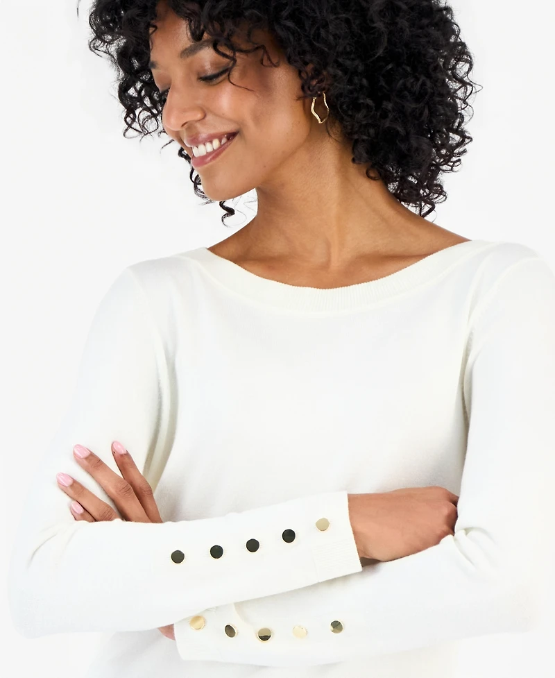 Jm Collection Women's Boat Neck Long-Sleeve Sweater, Macy's Exclusive