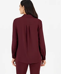 Anne Klein Essentials Petite High-Low Long-Sleeve Blouse