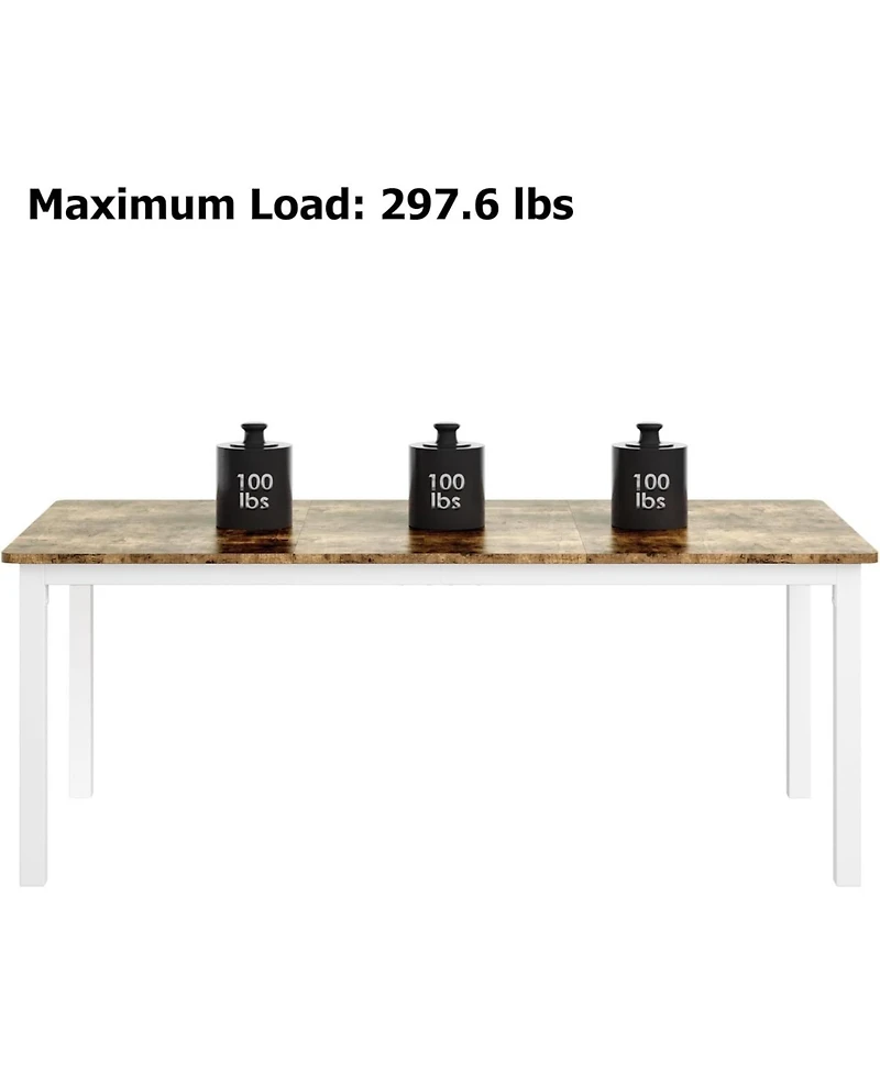 gaomon Industrial Dining Table for 4-6, Large Rectangular Kitchen with Rounded Corners