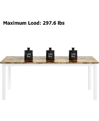 gaomon Industrial Dining Table for 4-6, Large Rectangular Kitchen with Rounded Corners