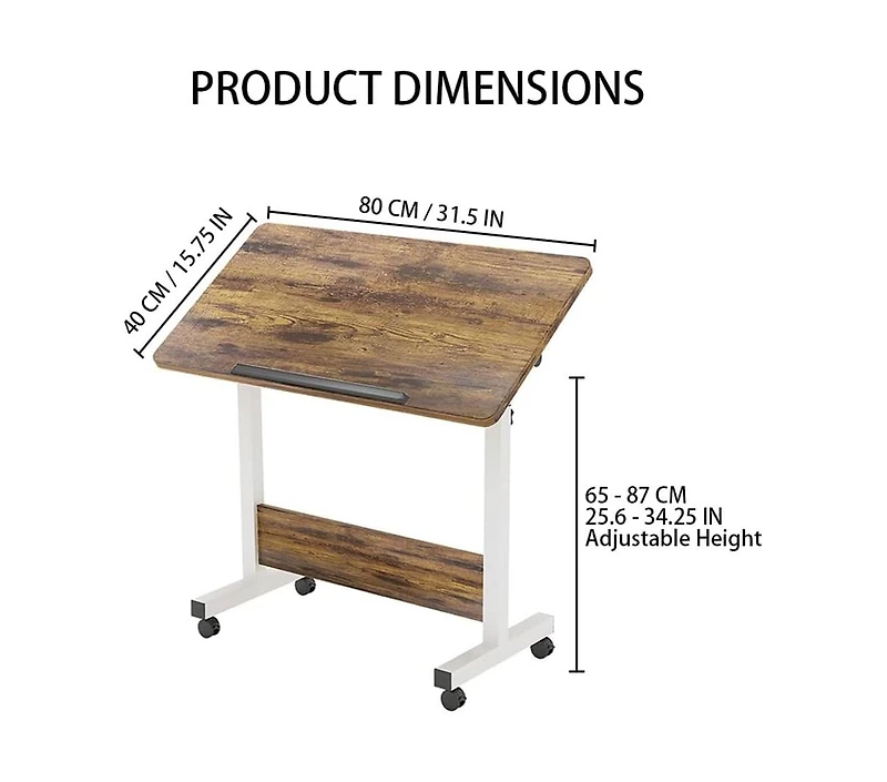 gaomon Adjustable Height Standing Desk, Foldable Mobile Desk with Wheels