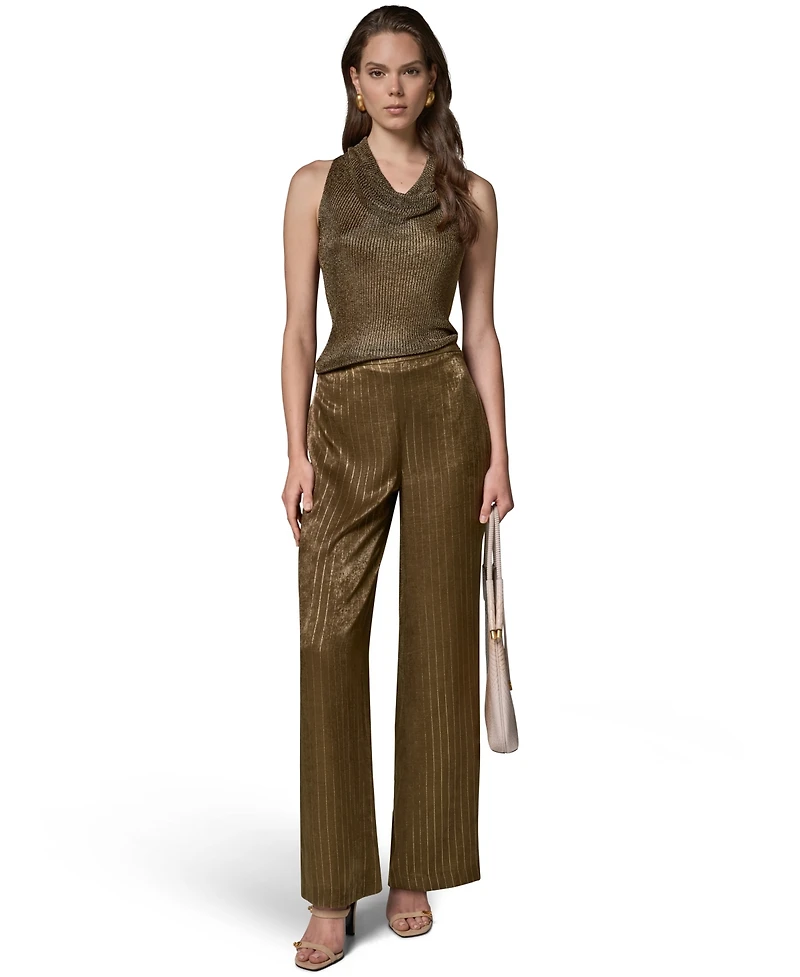 Donna Karan New York Women's Pinstripe Satin Pull-On Pants