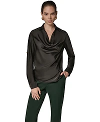 Donna Karan New York Women's Satin Back Crepe Long-Sleeve Top