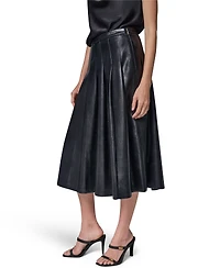Donna Karan New York Women's Pleated Faux Leather Midi Skirt
