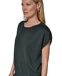Donna Karan New York Women's Crewneck Cap-Sleeve Sweater