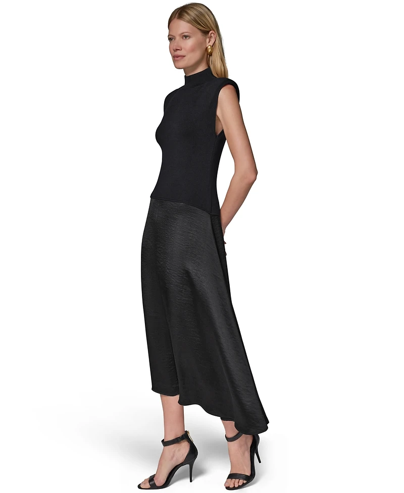 Donna Karan New York Women's Viscose Mixed Media Midi Dress