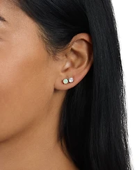 Macy's 5mm Simulated White Opal and Cubic Zirconia Stud Earring Set