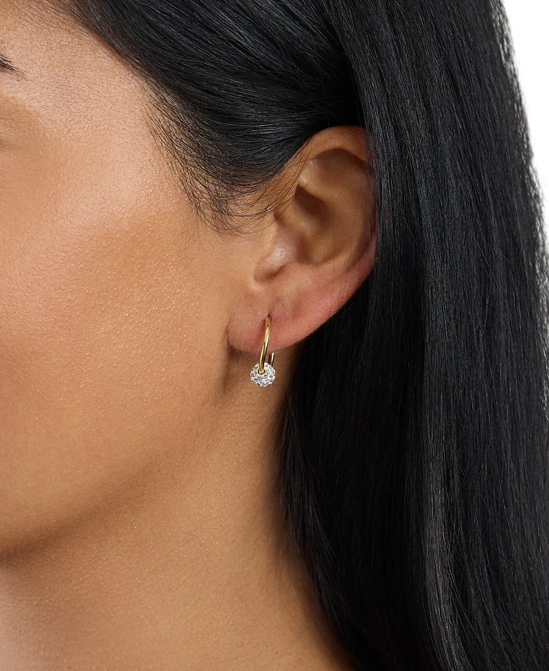 Macy's Crystal Pave 6mm Ball on 16mm Endless Hoop Earrings