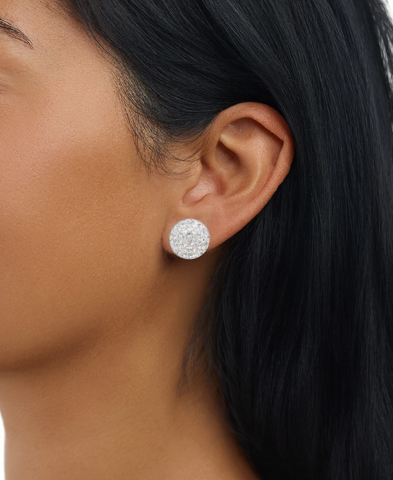 Macy's Crystal Pave 12mm Domed Round Stud Earrings