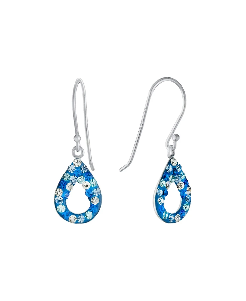 Macy's Crystal Pave Blue Multi Open Teardrop Earrings