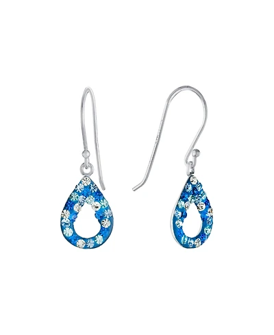 Macy's Crystal Pave Blue Multi Open Teardrop Earrings