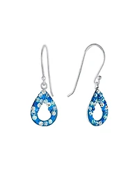 Macy's Crystal Pave Blue Multi Open Teardrop Earrings