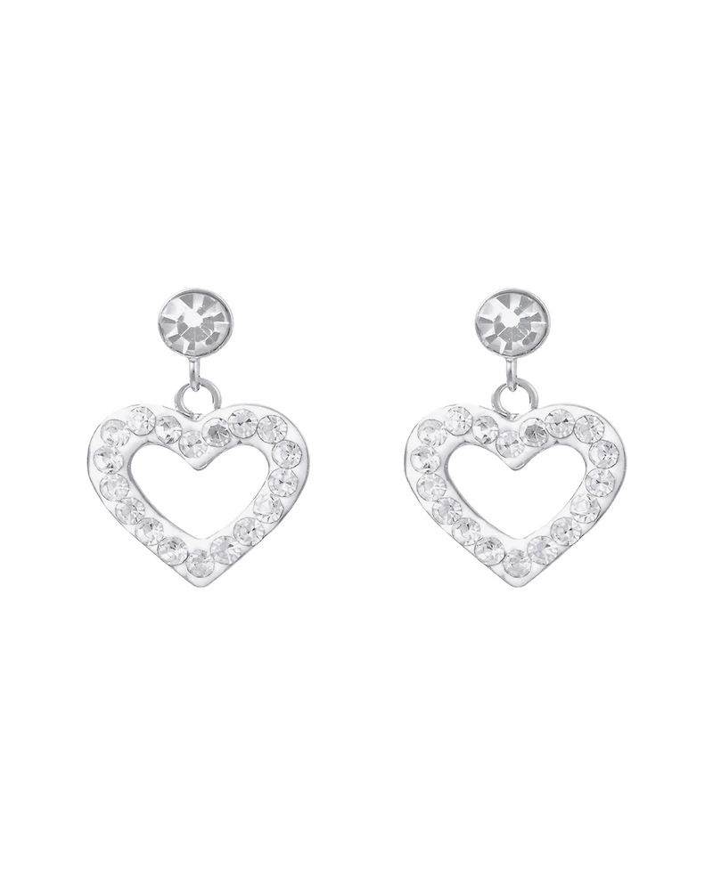 Macy's Crystal Pave Open Heart Dangle Earrings