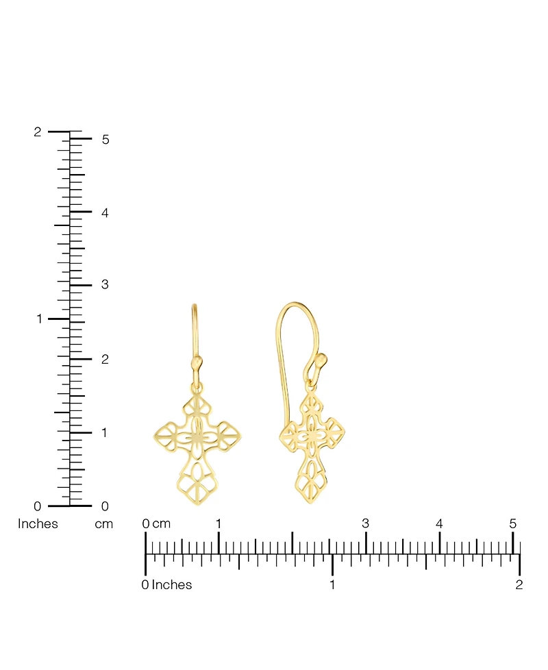 Macy's 14k Gold Over Laser Cut Cross Drop Earrings