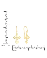 Macy's 14k Gold Over Laser Cut Cross Drop Earrings
