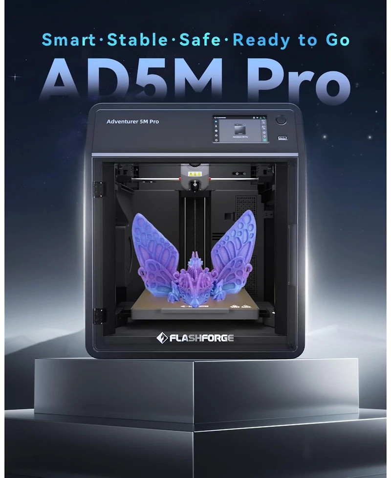 Flashforge Fully Enclosed 3D Printer CoreXY 600 mm/s 0.4 and 0.6mm Quick Swap 280degree(s)C Nozzles 1 Click Auto Leveling 220×220×220mm