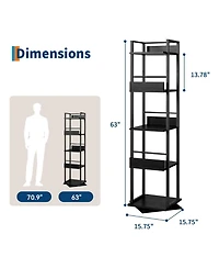gaomon 5-Tier Rotating Corner Bookshelf Industrial Storage Wood for Small Space
