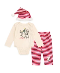 Peanuts Baby Boys ( new born to 24 M )' Christmas Bodysuit Pants and Hat Set
