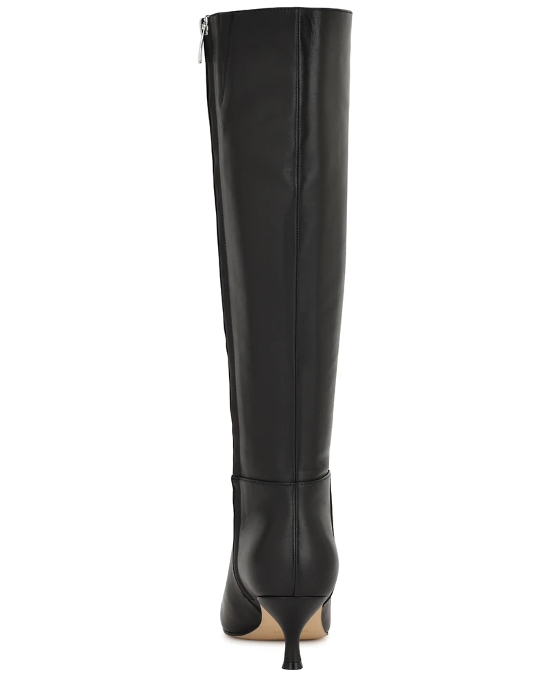 Nine West Women's Somas Tall Wide Calf Kitten Heel Dress Boots