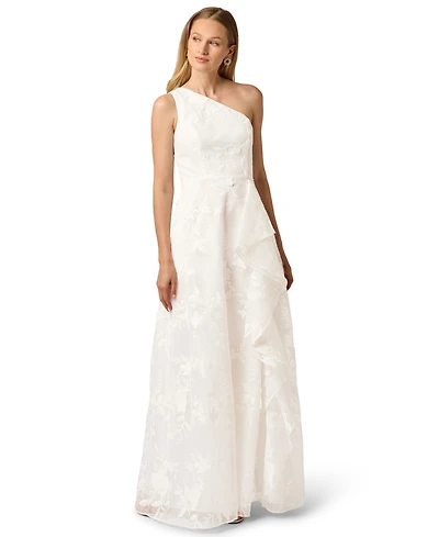 Adrianna Papell Women's Embroidered Ruffle Gown