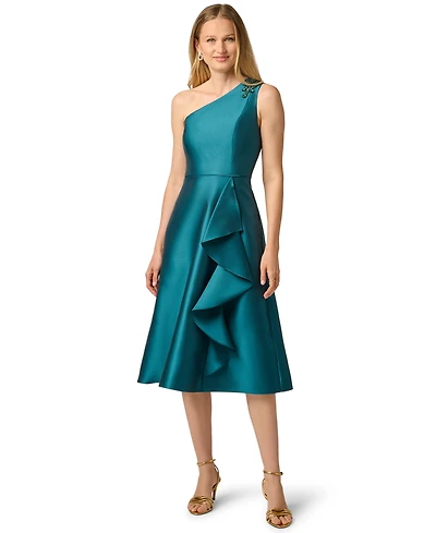 Adrianna Papell Women's One-Shoulder Fit & Flare Midi Dress