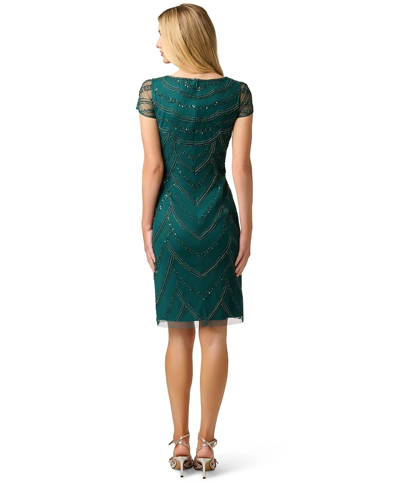 Adrianna Papell Women's Beaded Cap-Sleeve Sheath Dress