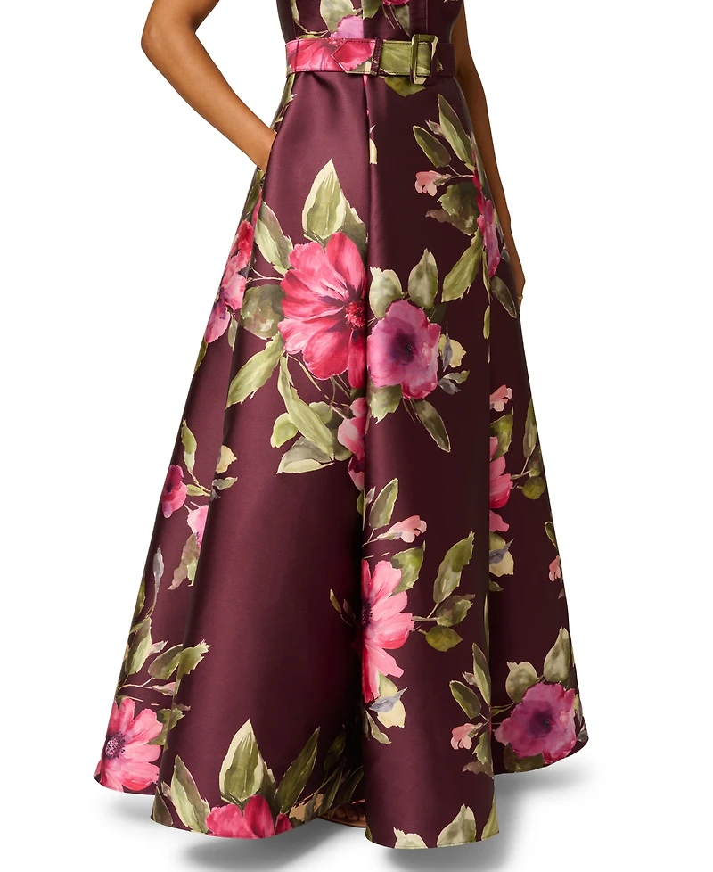 Adrianna Papell Women's V-Neck Floral Ball Gown
