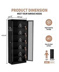 Streamdale Furniture 72" Tall Metal Kitchen Pantry Cabinet with 5 Adjustable Shelves