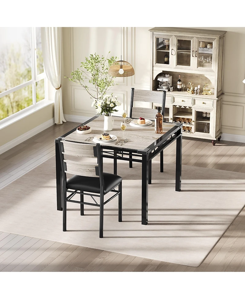 homfan Modern Dining Table Set for 2/4 - Space Saving Small Kitchen Table with Upholstered Chairs