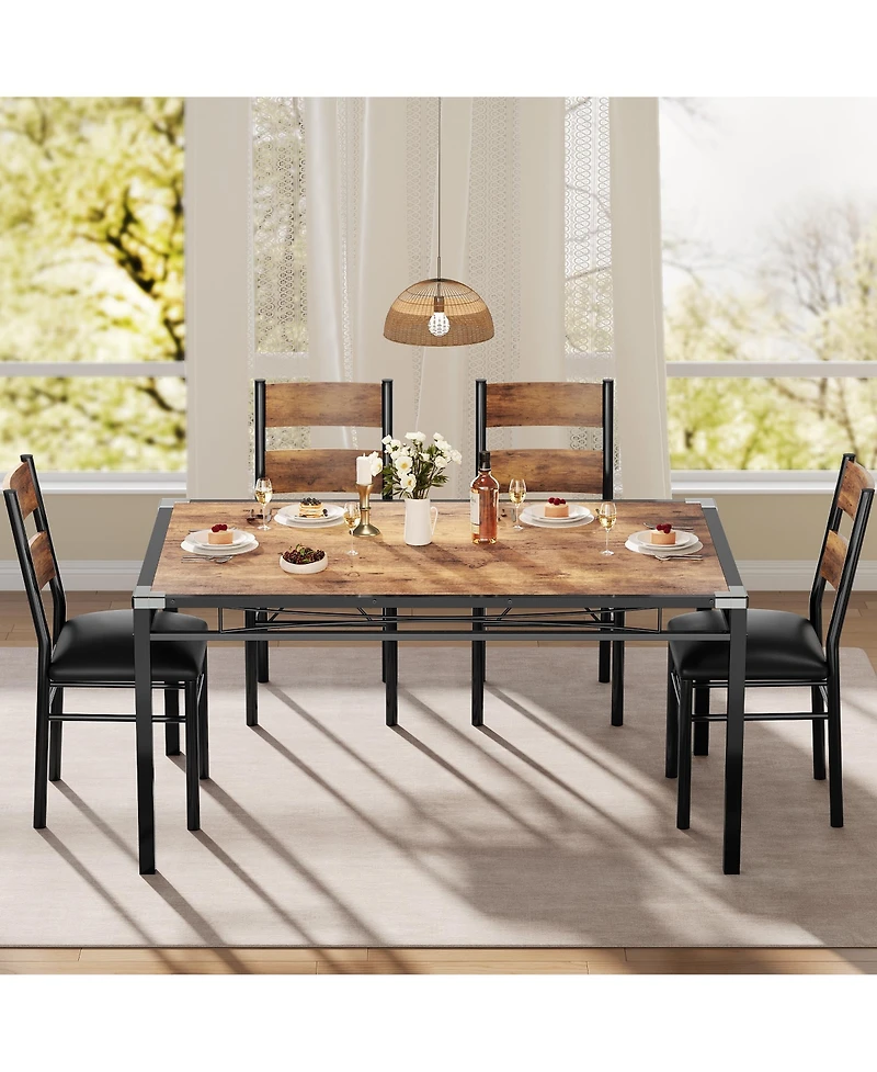 homfan Modern Dining Table Set for 2/4 - Space Saving Small Kitchen with Upholstered Chairs