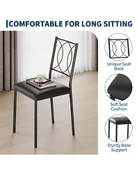 homfan Space-Saving 5-Piece Dining Table Set for 4 Farmhouse Style Wood with Upholstered Chairs