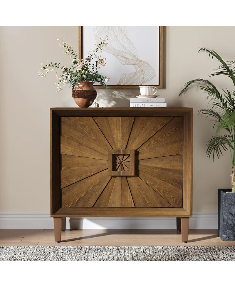 Streamdale Furniture 31.5" Mid-Century Sunburst Credenza with Adjustable Shelves