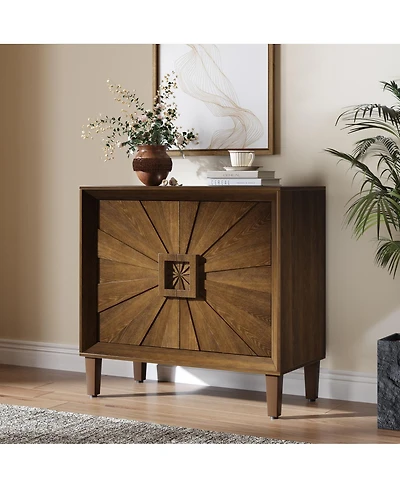 Streamdale Furniture 31.5" Mid-Century Sunburst Credenza with Adjustable Shelves